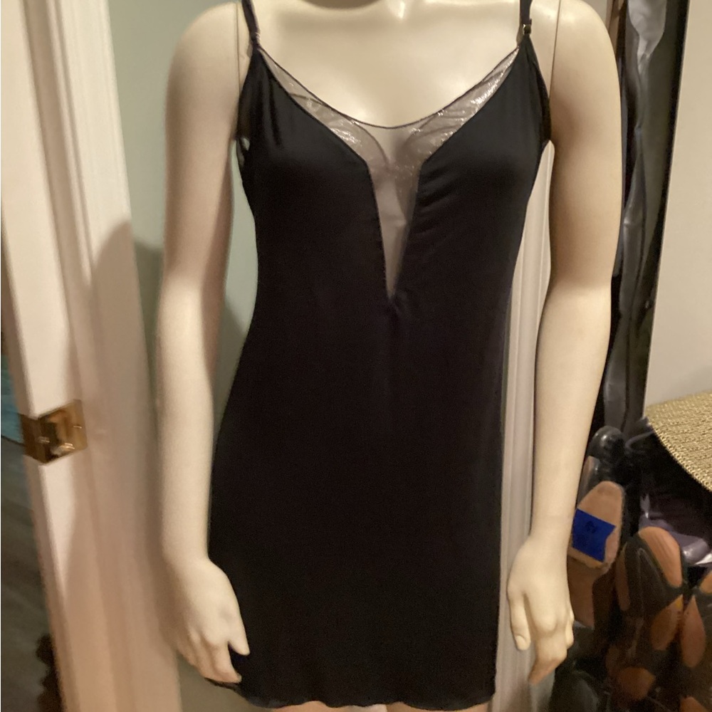 Victoria's Secret Black Slip Chemise with Sheer V-Plunge. Never Worn.
